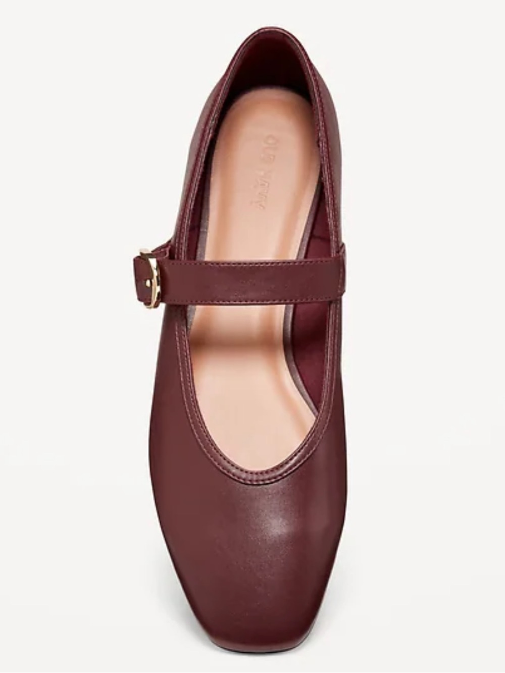 Old Navy Merlot Mary Jane Ballet Flats Gold Buckle Office Casual Preppy Fall